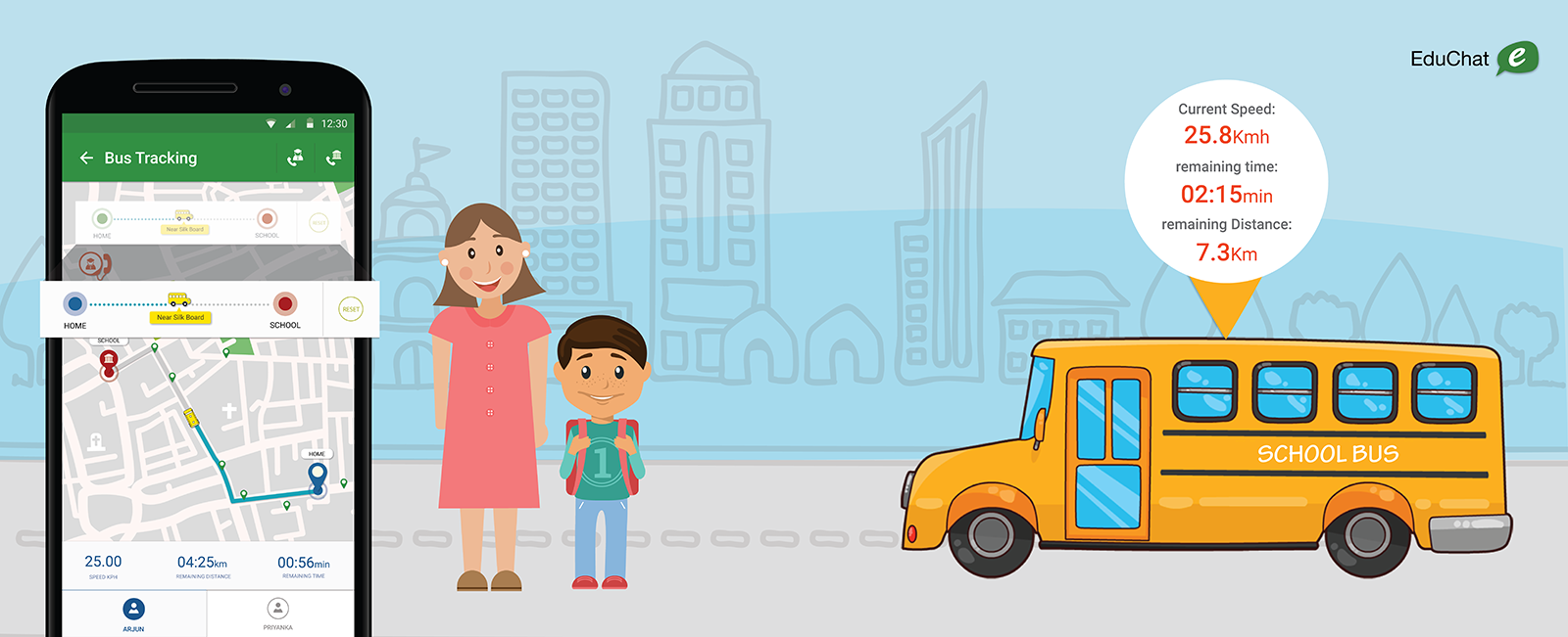 Now Track your Students, when they travel to School. GK Web Developers has come up with a New Facility of “Bus Tracking” feature for your School, to ensure Safety and Security to your every Child.
